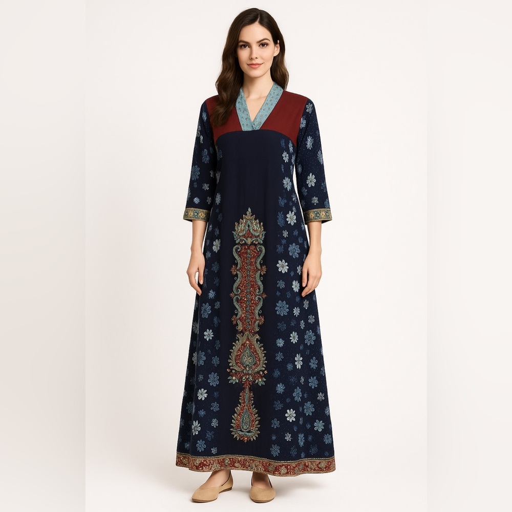 Hippie chic handmade patchwork embroidered ethnic dress